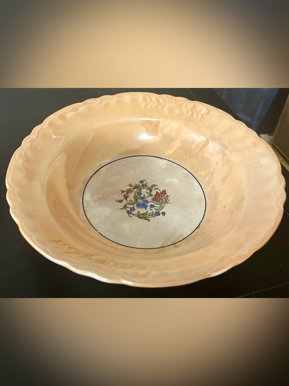 Rare Antique 1920s Clinchfield China Fluted Lusterware Serving Bowl